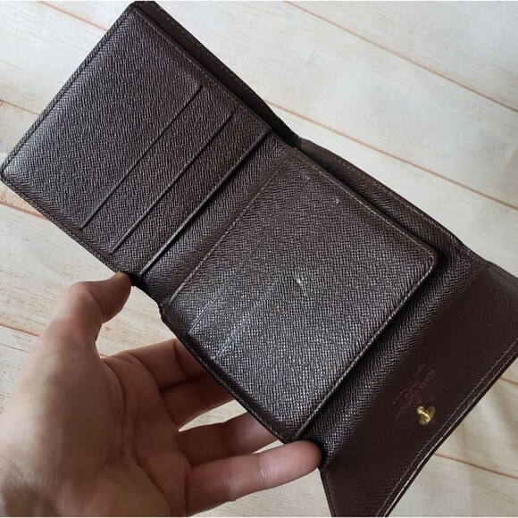 Authentic Louis Vuitton Vintage Damier Compact Tri-Fold Wallet Unisex Brown - Picture 11 of 16
